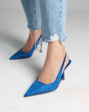 Strass Sling Back Pumps - Heels - Blue