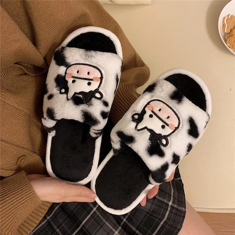 Student Plush Cow Cotton Slippers Comfortable Indoor cotton slippers Cozy Footwear Warm Cotton Slippers Unisex cotton Slippers couples cotton footwear, lioness-love