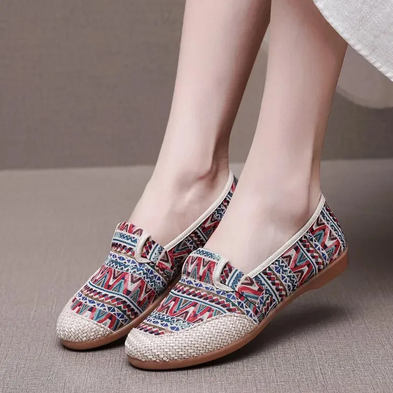 Summer Ladies Casual Comfort Bohemian Slip On Lazy Shoes for Womens