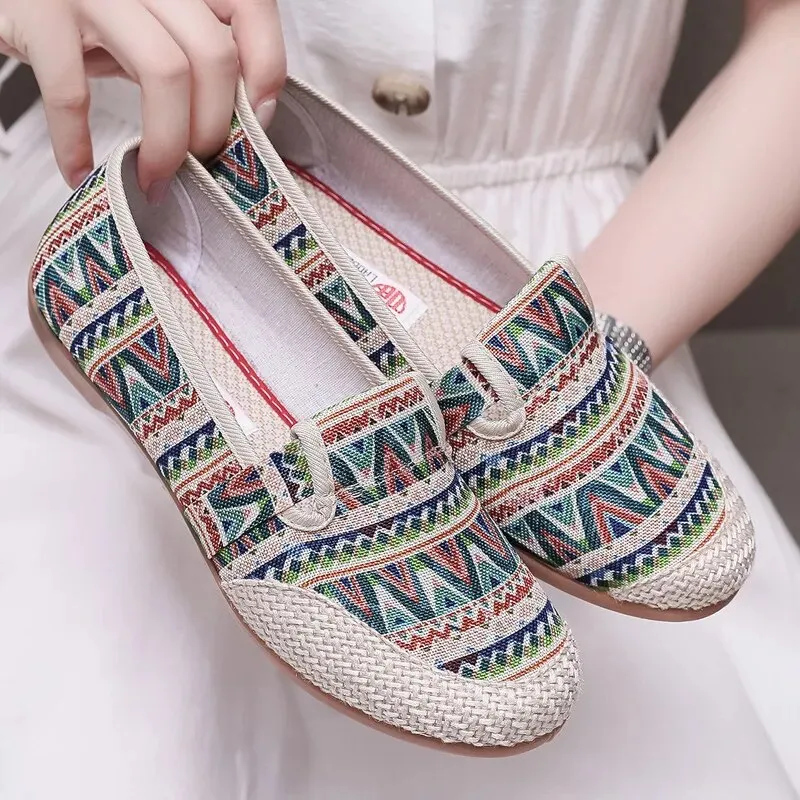 Summer Ladies Casual Comfort Bohemian Slip On Lazy Shoes for Womens
