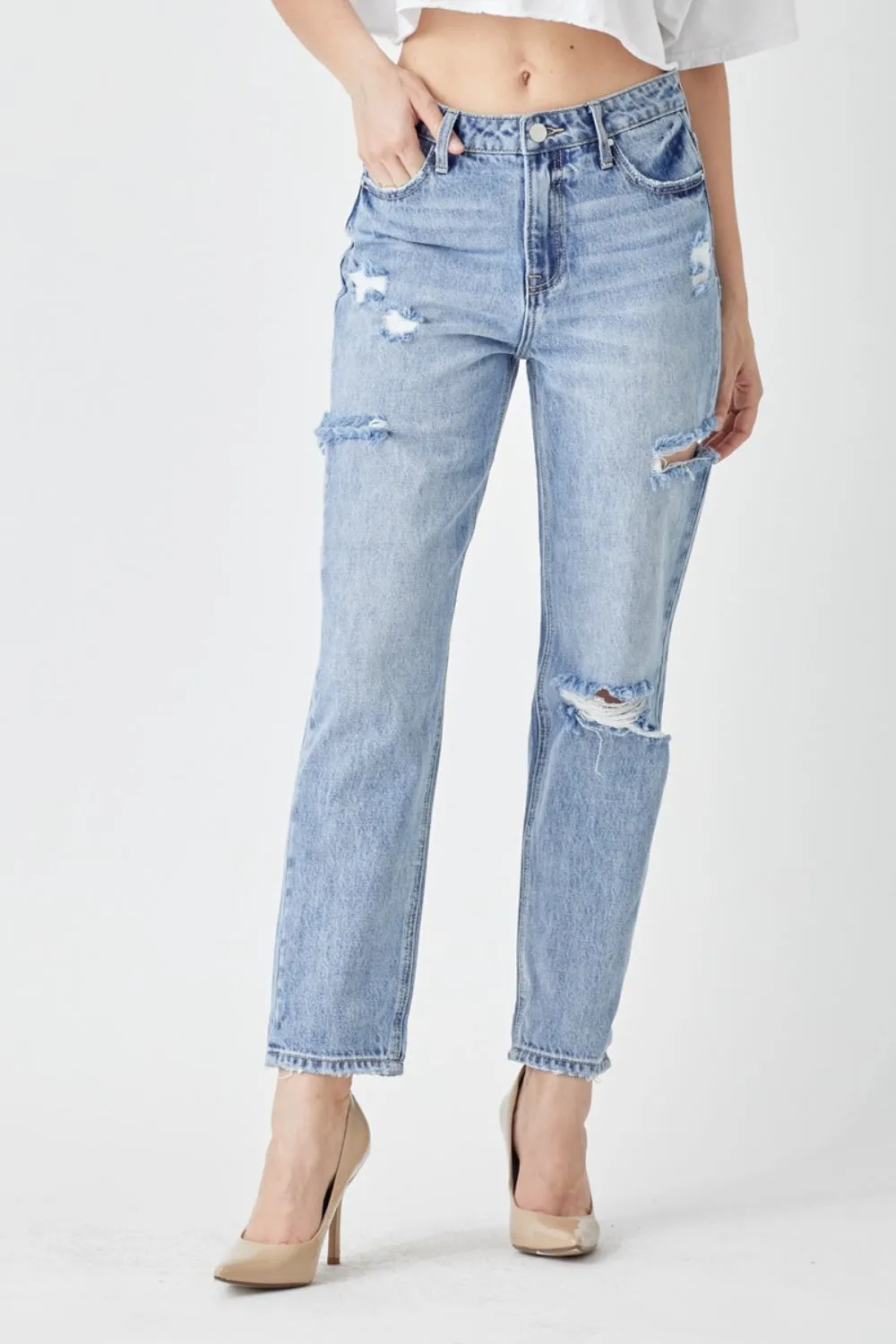 Tasia Distressed Slim Cropped Jeans | Risen