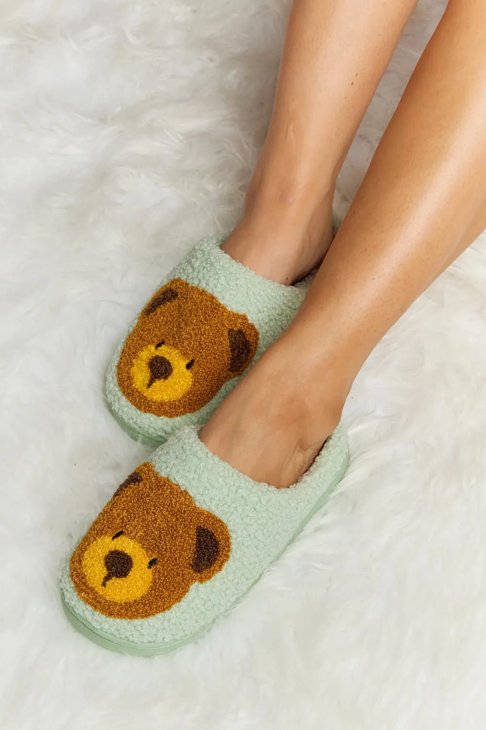 Teddy Bear Plush Slide Slippers
