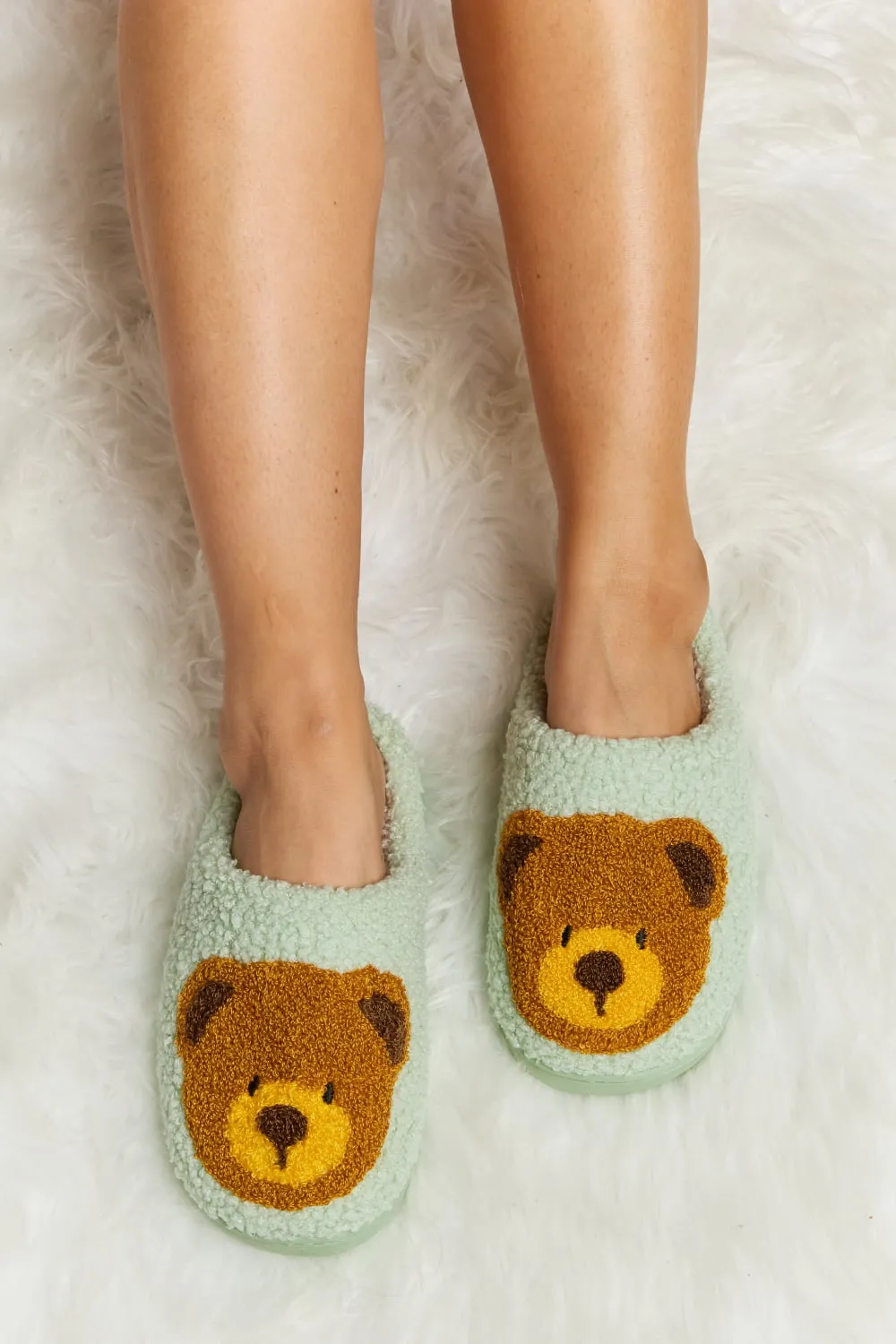 Teddy Bear Plush Slide Slippers