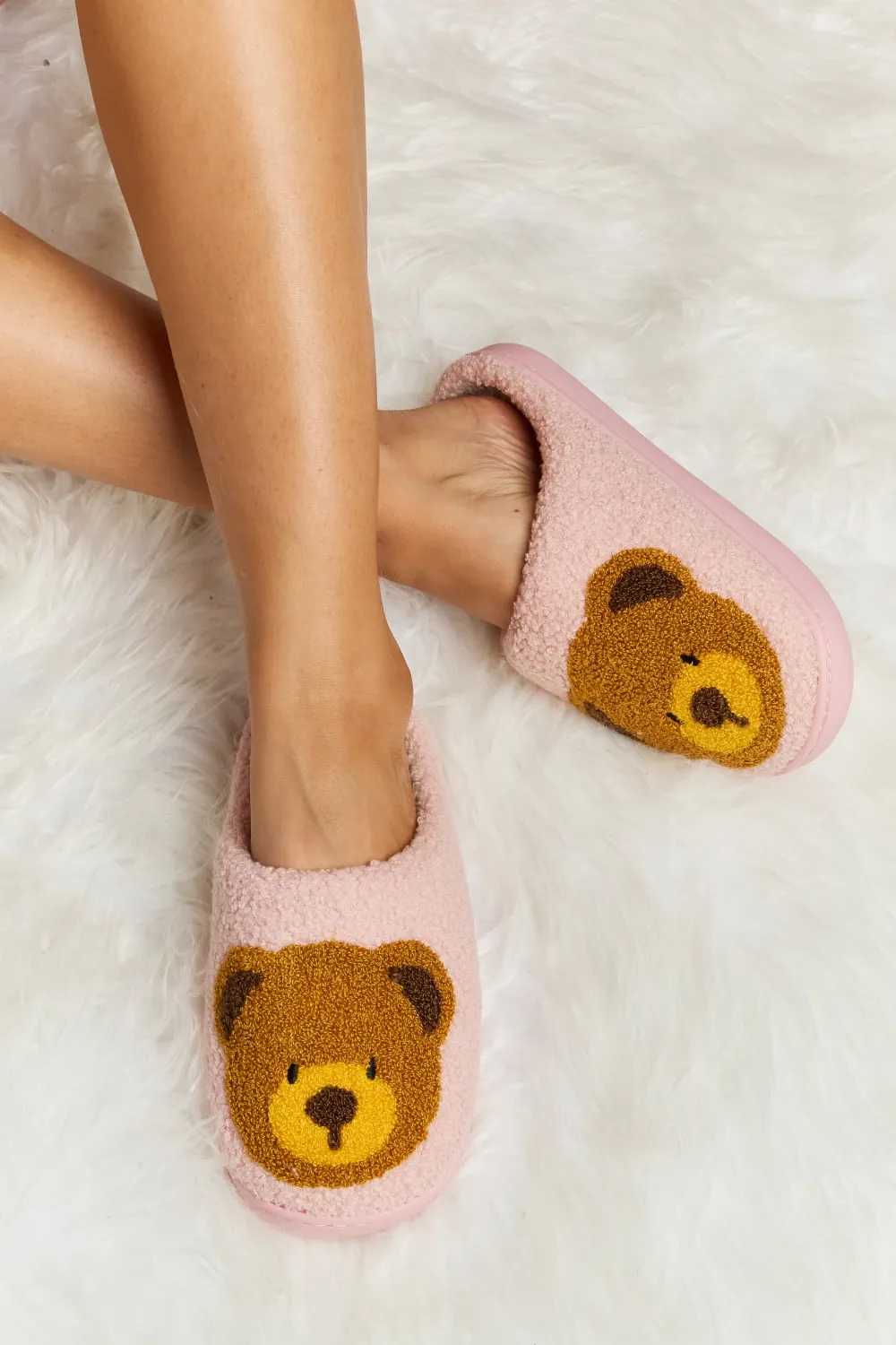 Teddy Bear Plush Slide Slippers