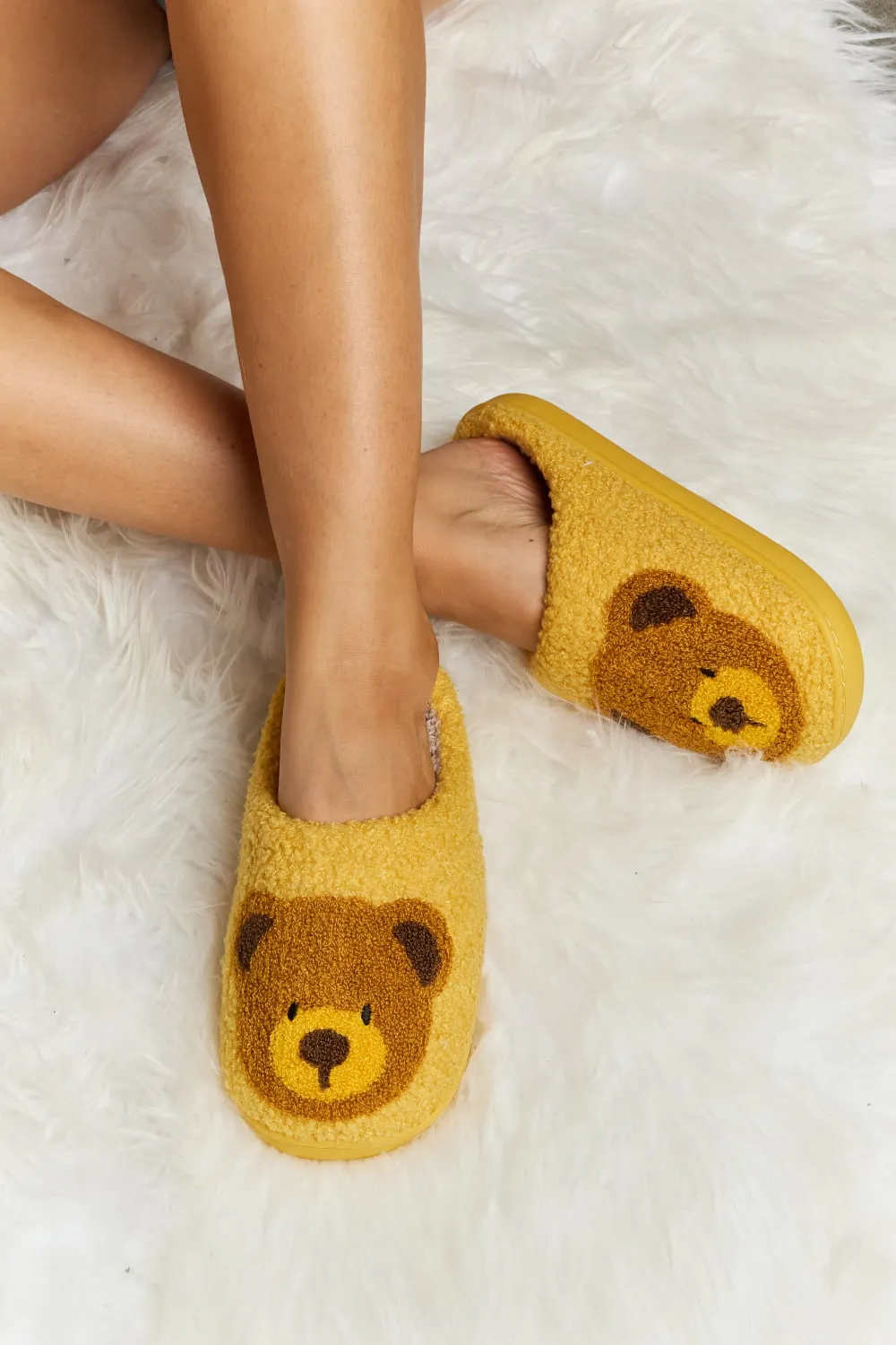 Teddy Bear Plush Slide Slippers