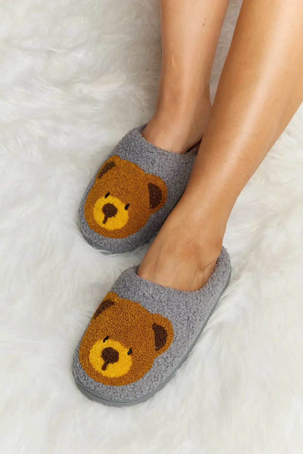 Teddy Bear Plush Slide Slippers