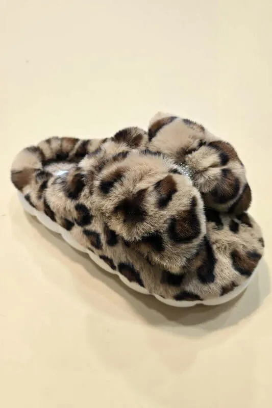 The Big Fluffy Fun Bow Slippers: Leopard and Red Bow Slippers