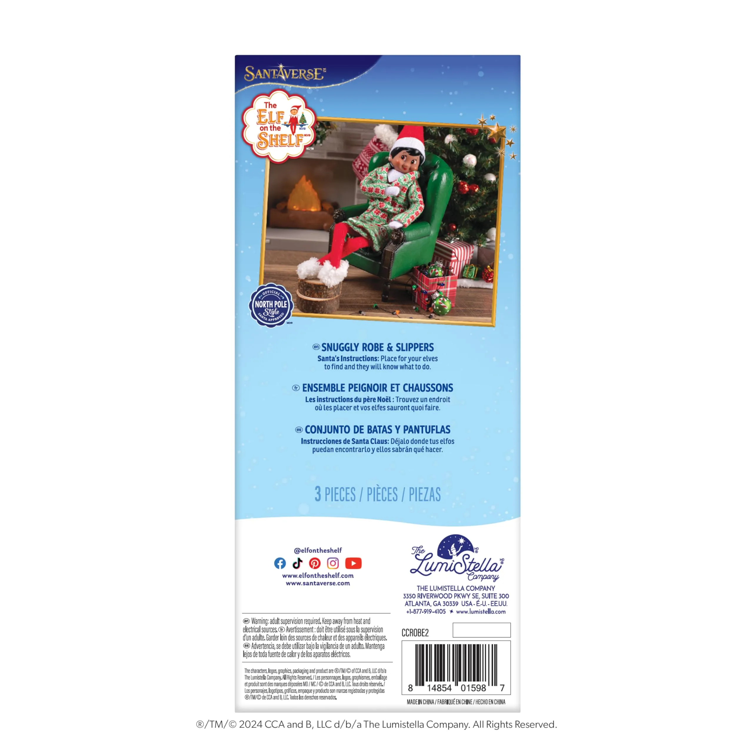The Elf on the Shelf Claus Couture Snuggly Robe and Slippers Set – Cozy Holiday Robe and Slippers for Your Scout Elf - Includes Festive Christmas Robe and Slippers