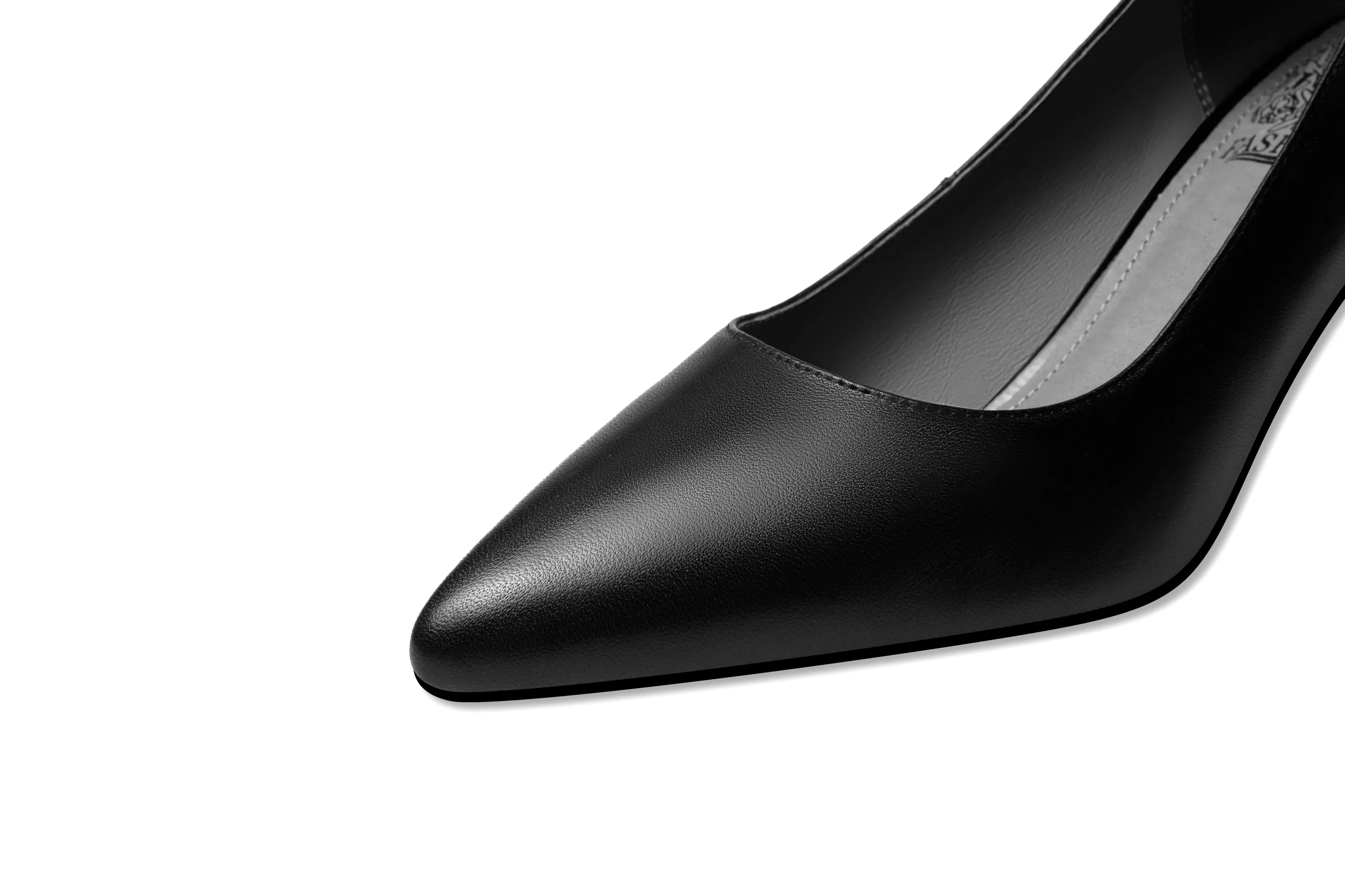 TinaCus Genuine Leather Women's Handmade Pointed Toe Metal Chain Decor Mid Heel Pumps
