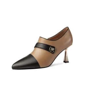 TinaCus Handmade Women's Side Zip Up Genuine Leather Sexy Heel Pumps