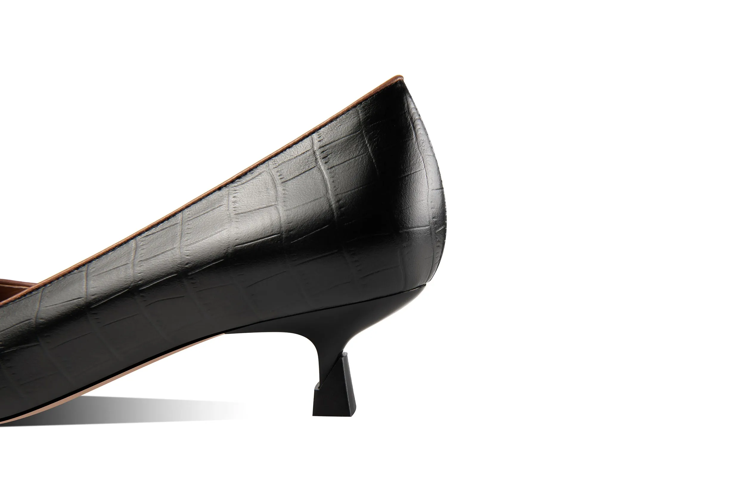 TinaCus Pointed Toe Handmade Woven Decor Genuine Leather Kitten Heels Women's Pumps Shoes