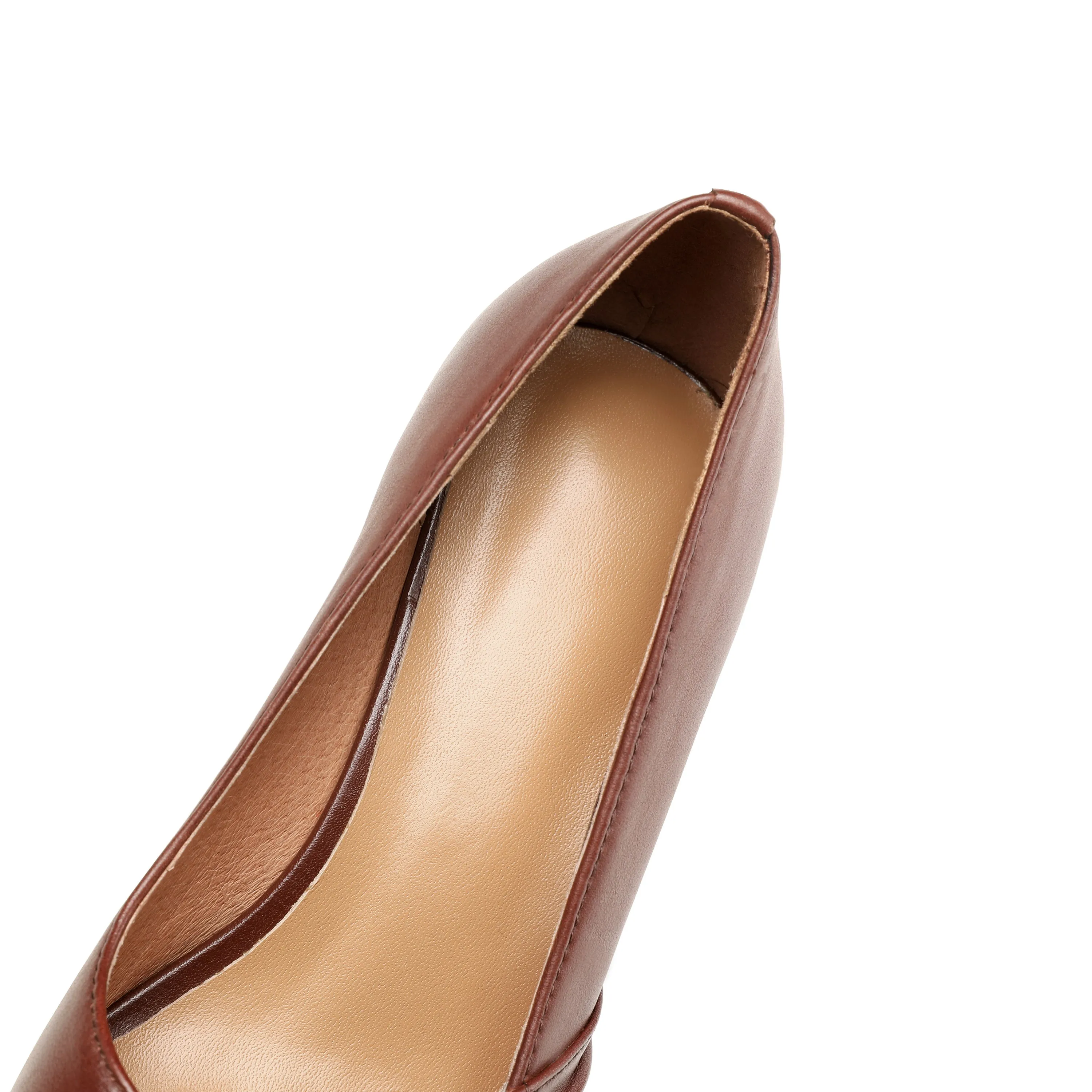 TinaCus Women's Genuine Leather Hnadmade Wrinkle Design Pointed Toe Mid Chunky Heel Pumps Shoes