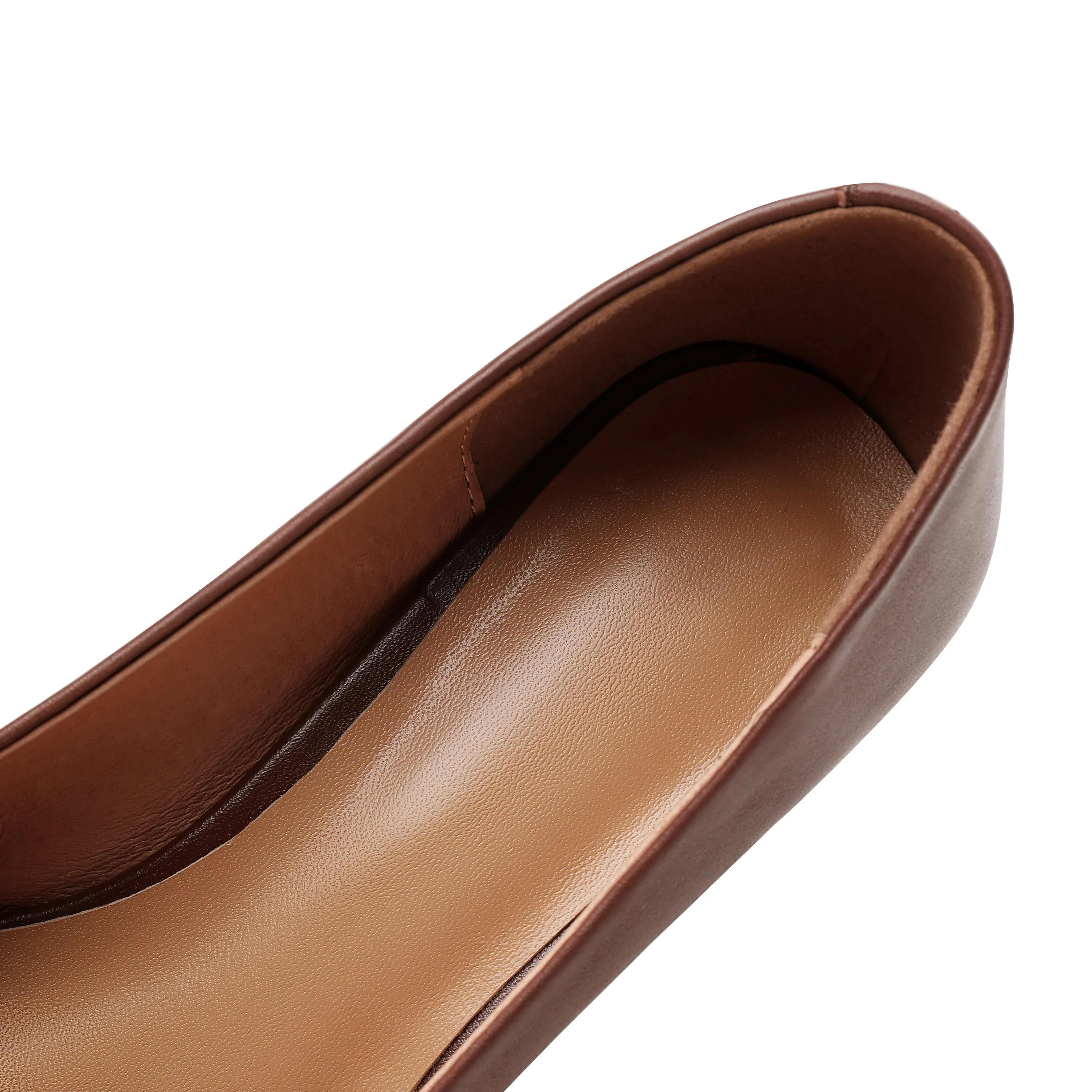 TinaCus Women's Genuine Leather Pointed Toe Handmade Mid Chunky Heels Slip On Retro Pumps Shoes