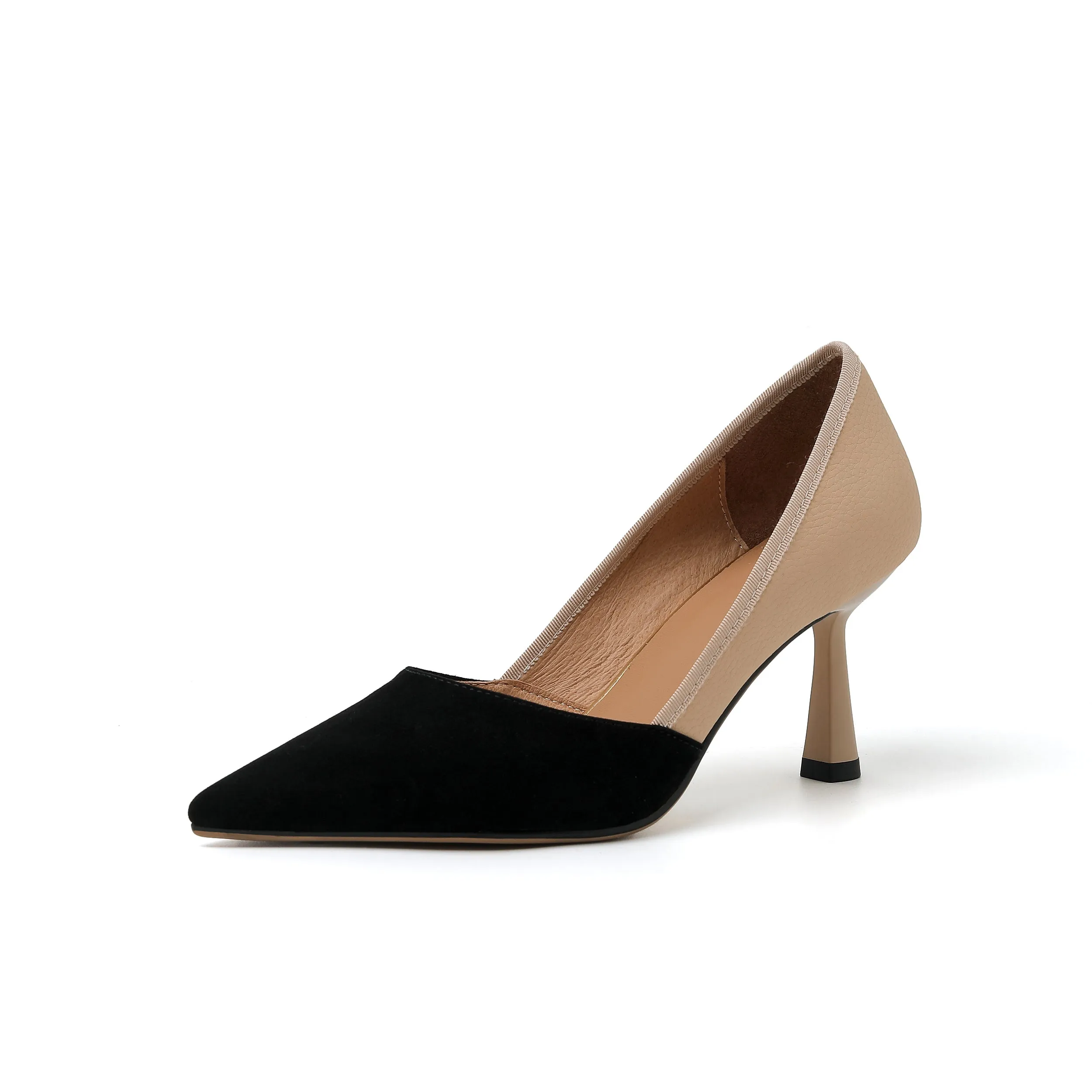 TinaCus Women's Handmade Assorted Leather Pointed Toe Kitten Heel Slip On Elegant Pumps