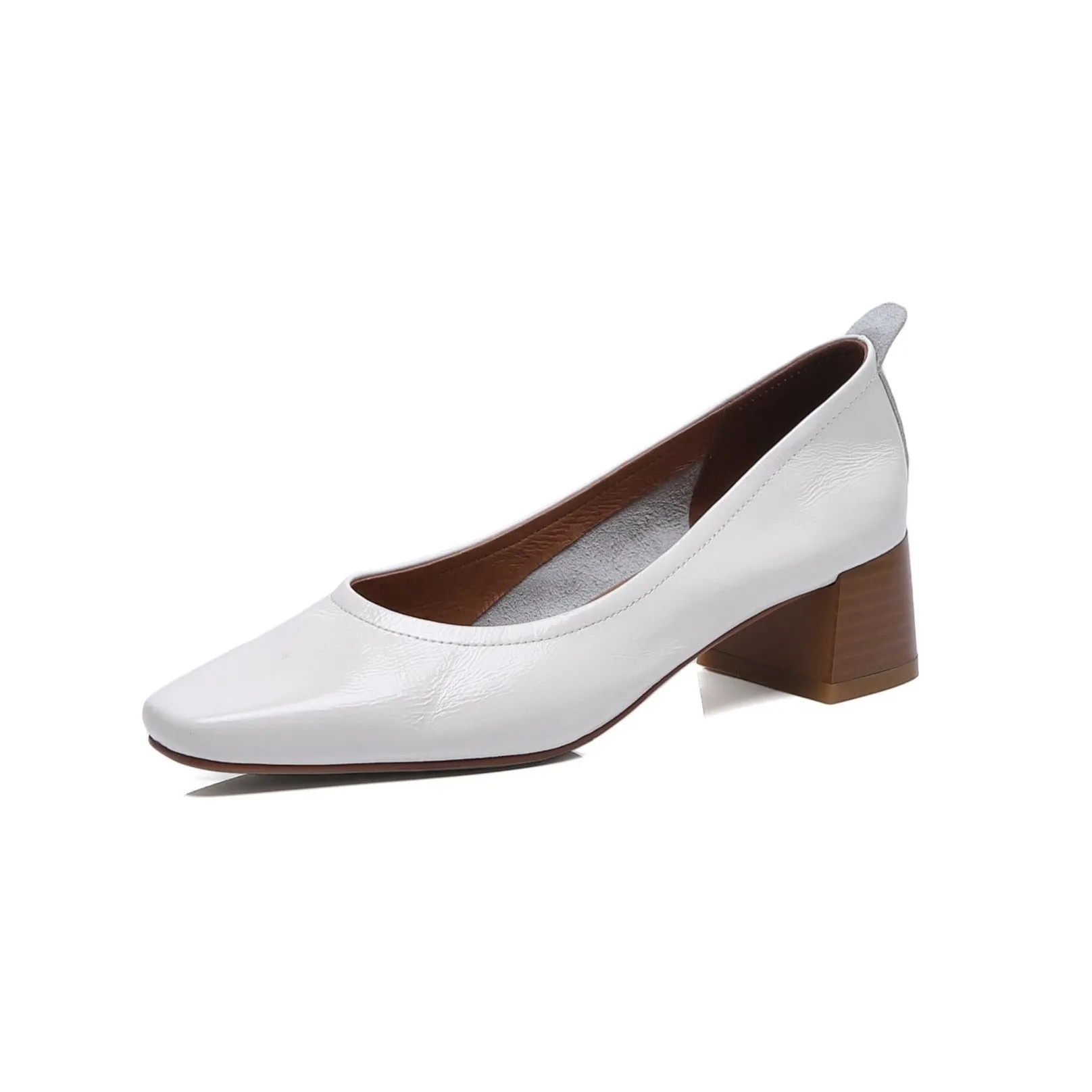 TinaCus Women's Handmade Genuine Leather Chunky Heel Little Toe Slip On Office Pumps
