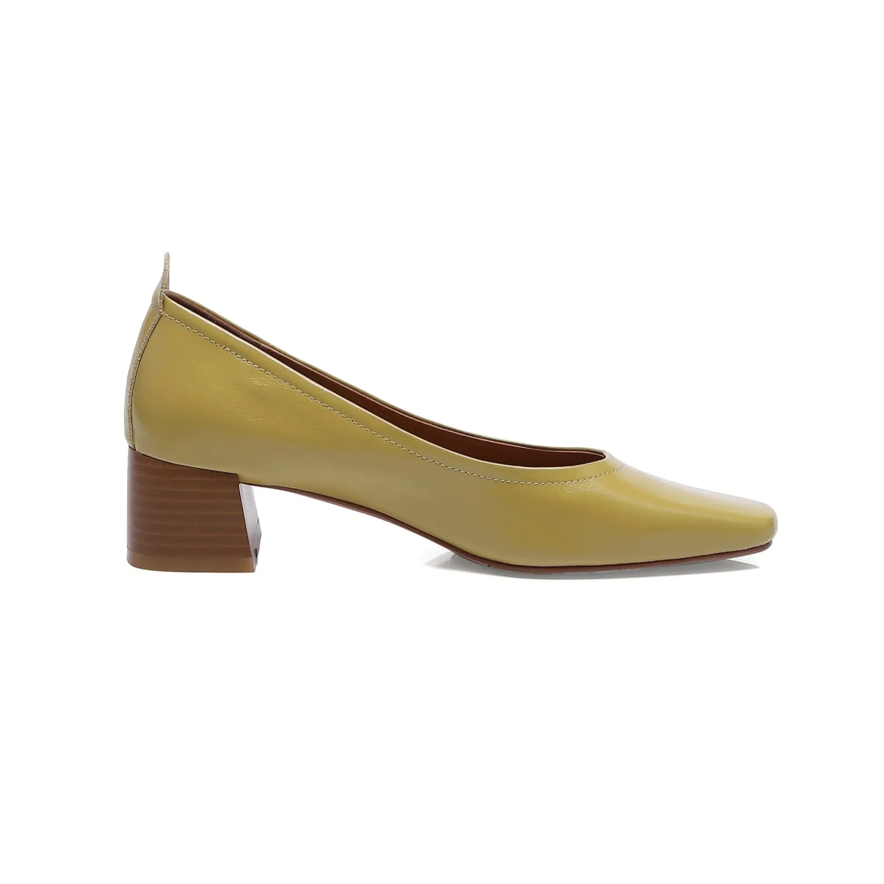 TinaCus Women's Handmade Genuine Leather Chunky Heel Little Toe Slip On Office Pumps