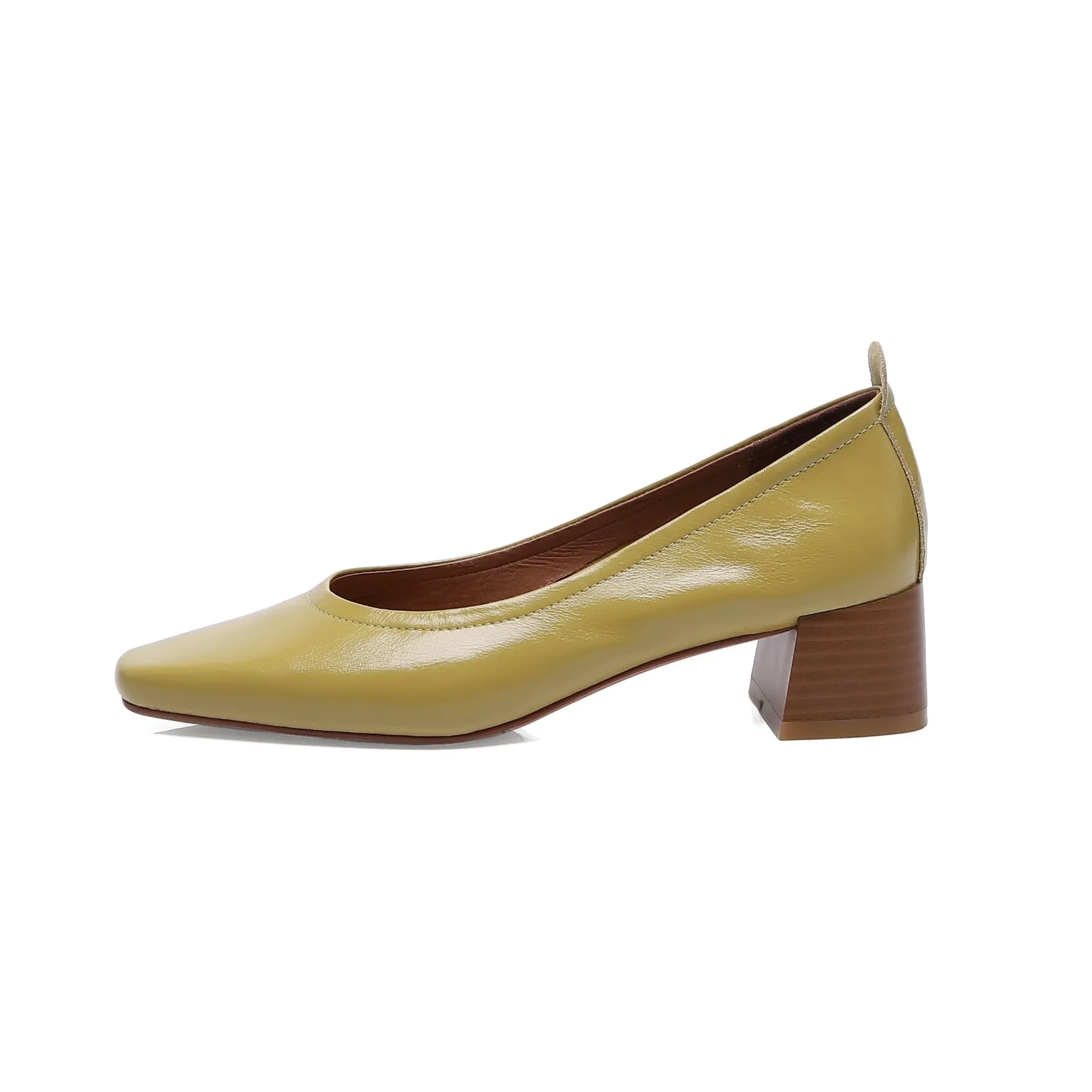 TinaCus Women's Handmade Genuine Leather Chunky Heel Little Toe Slip On Office Pumps