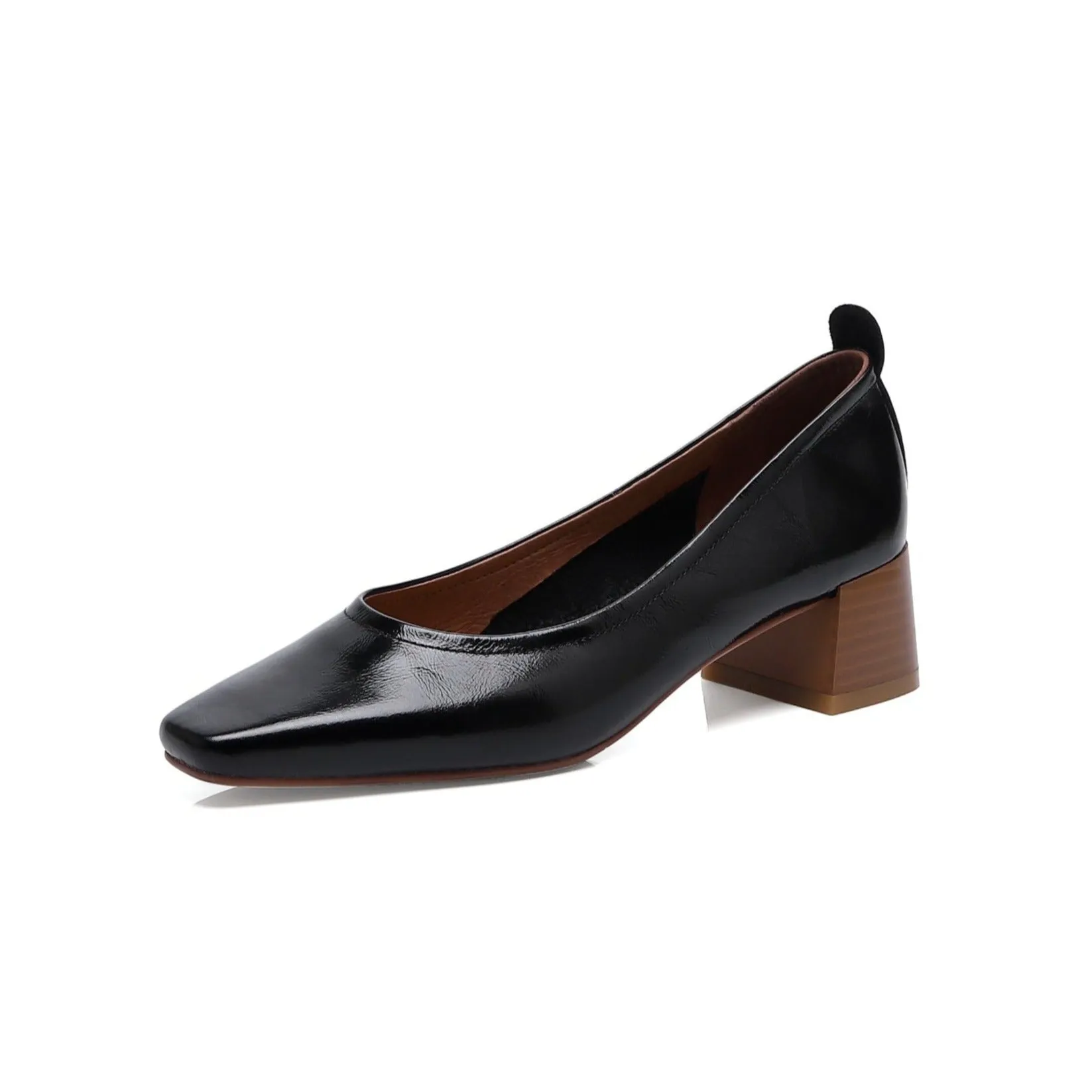 TinaCus Women's Handmade Genuine Leather Chunky Heel Little Toe Slip On Office Pumps