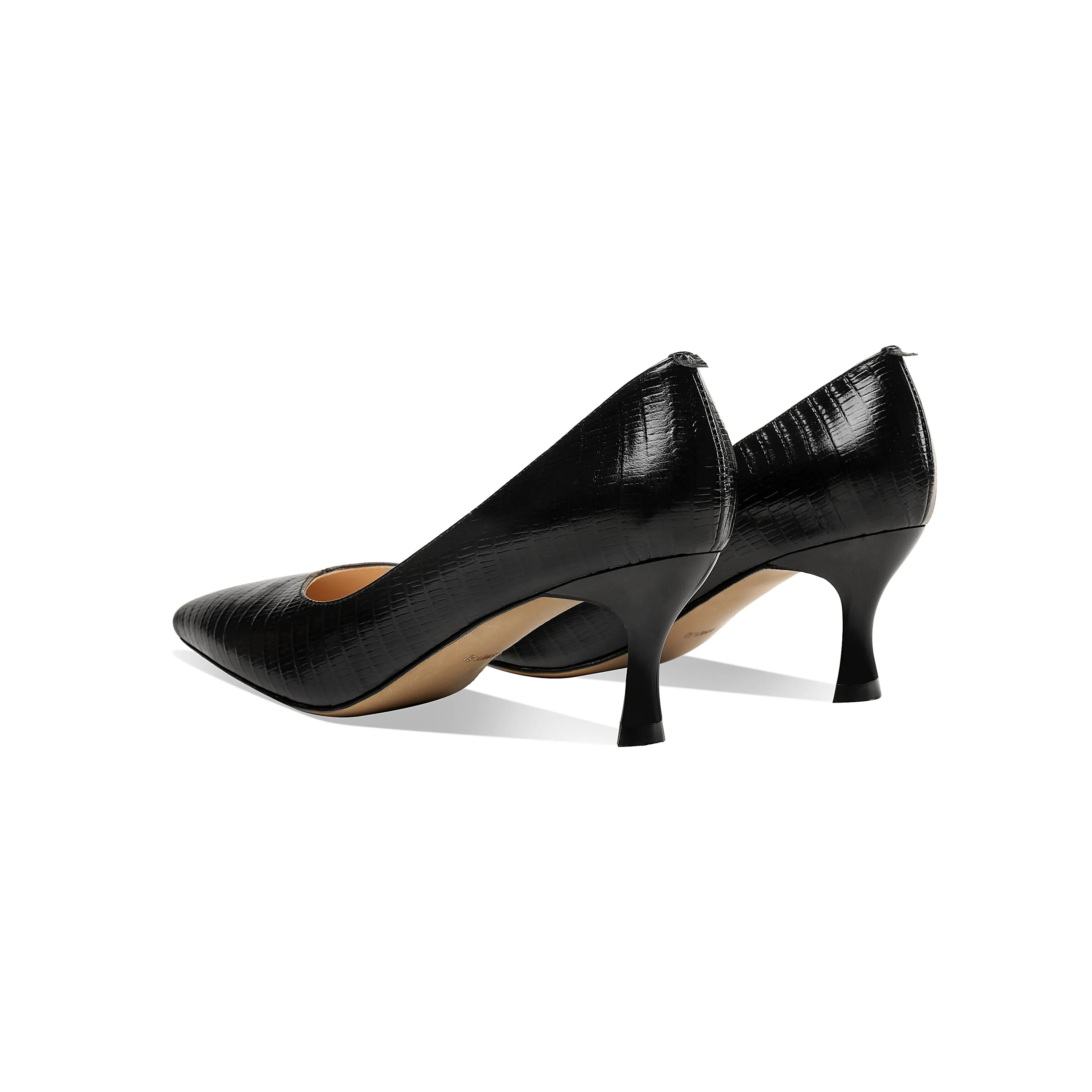 TinaCus Women's Handmade Genuine Leather Clear Pointed Toe V-Shaped Mid Stiletto Heel Slip On Loafer Pumps