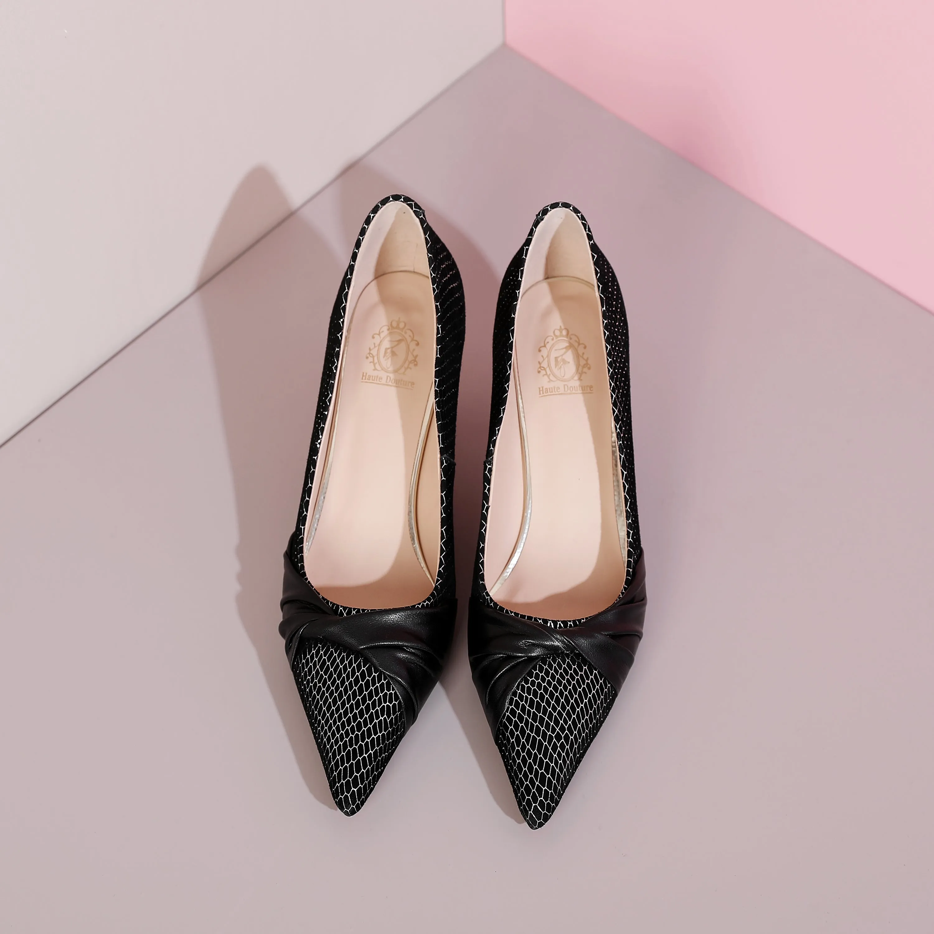 TinaCus Women's Handmade Leather Exquisite Mid Heel Pointy Toe Loafer Pumps with Bowknot
