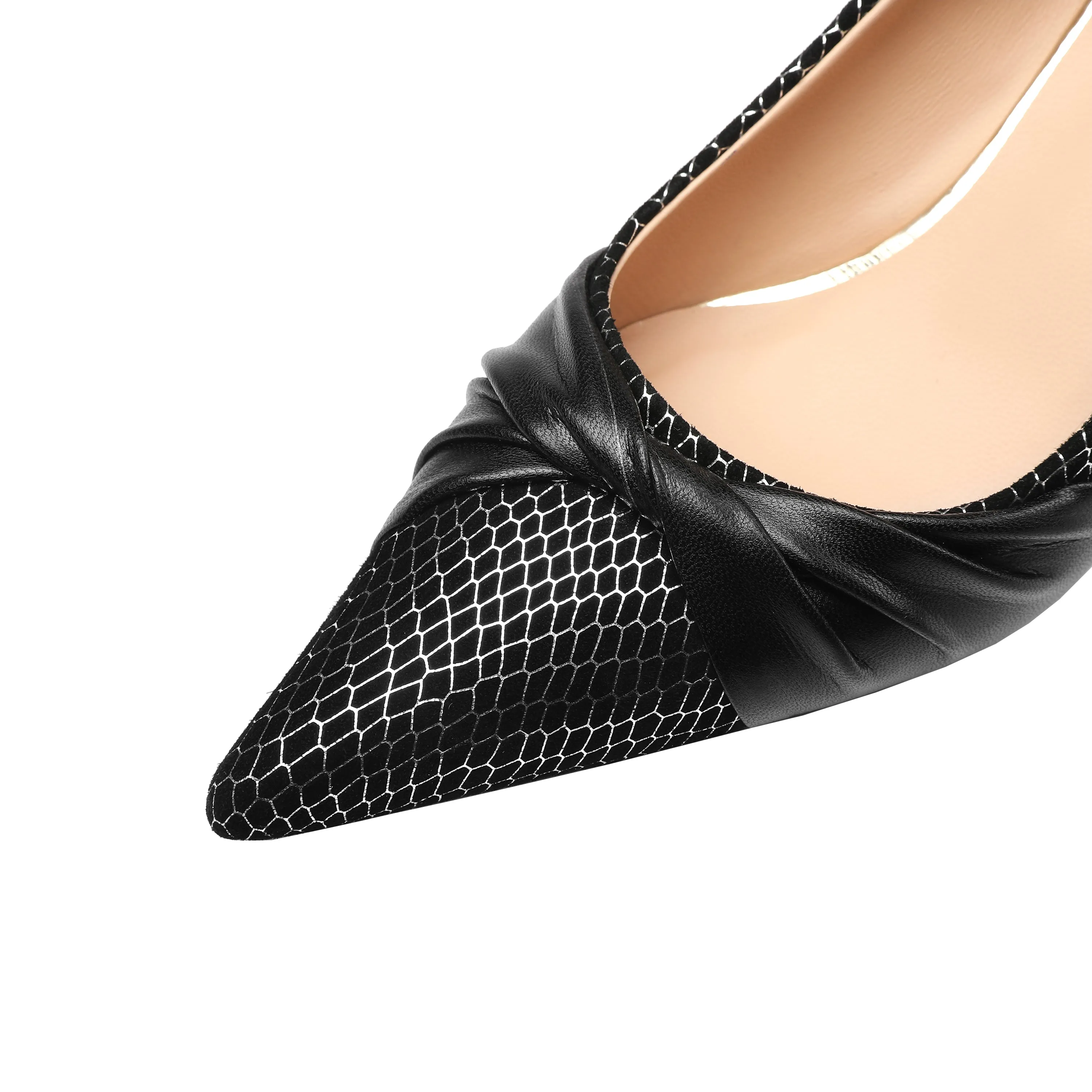 TinaCus Women's Handmade Leather Exquisite Mid Heel Pointy Toe Loafer Pumps with Bowknot