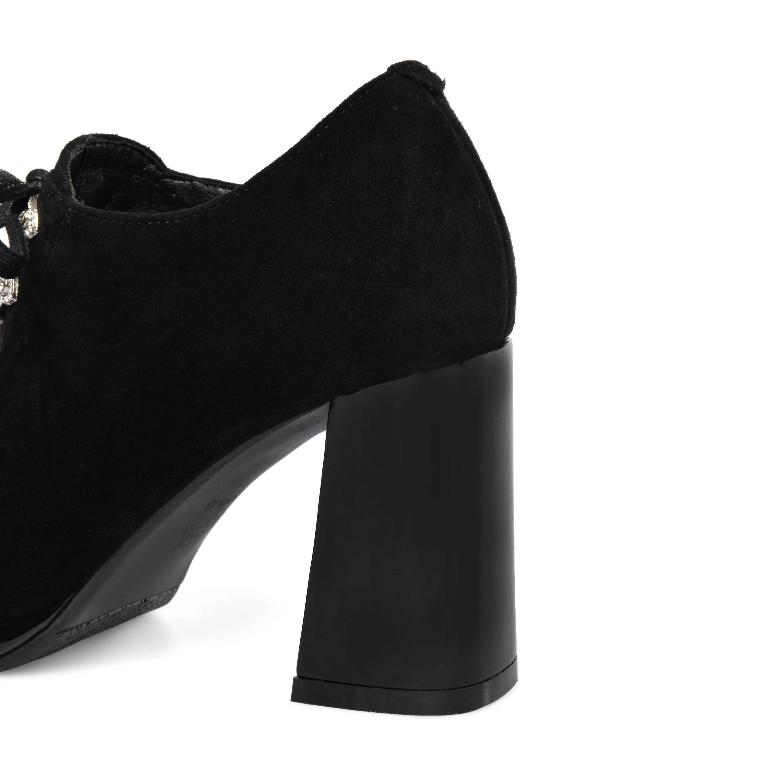 TinaCus Women's Round Toe Suede Leather Handmade Side Zipper Sleftie Pump Shoes with High Chunky Heel
