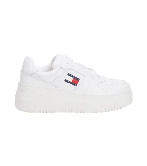 Tommy Hilfiger Jeans Wit Leren Basketbal Sneakers Met Plateauzool