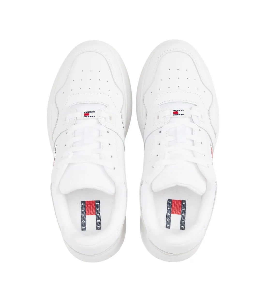 Tommy Hilfiger Jeans Wit Leren Basketbal Sneakers Met Plateauzool