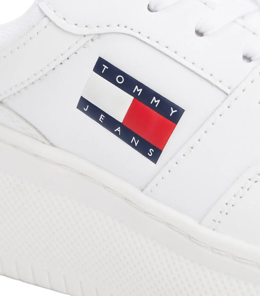 Tommy Hilfiger Jeans Wit Leren Basketbal Sneakers Met Plateauzool