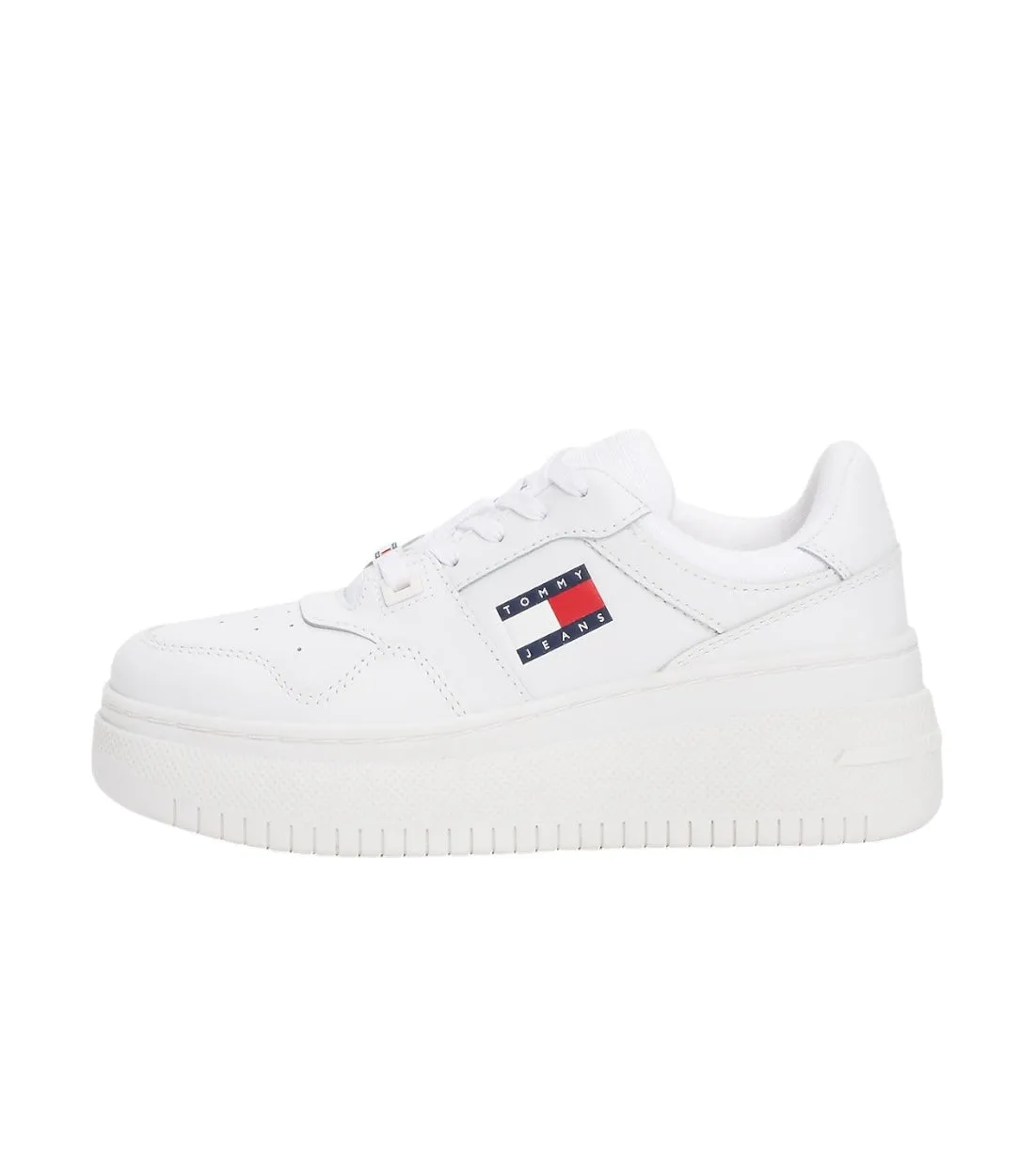 Tommy Hilfiger Jeans Wit Leren Basketbal Sneakers Met Plateauzool