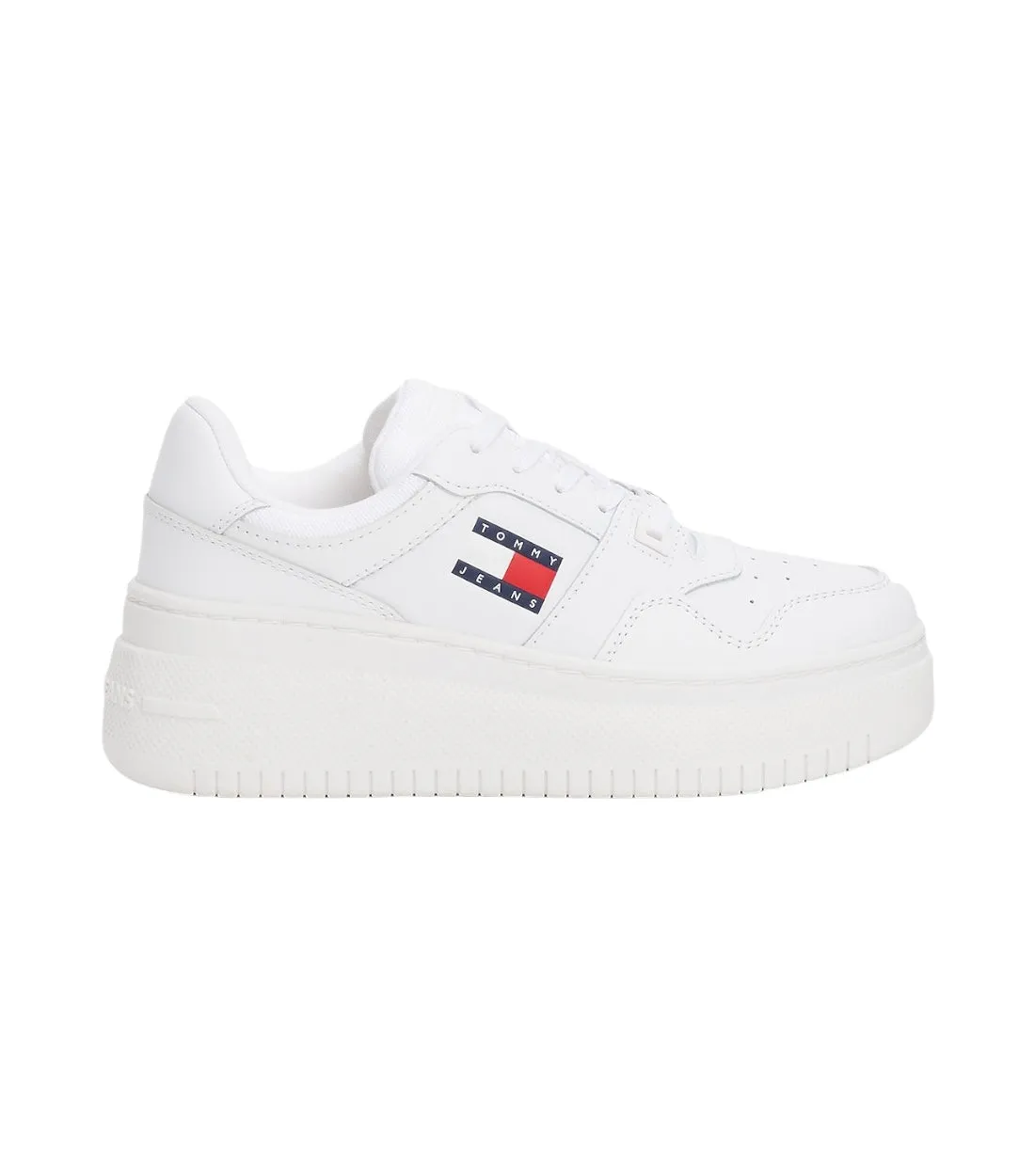 Tommy Hilfiger Jeans Wit Leren Basketbal Sneakers Met Plateauzool