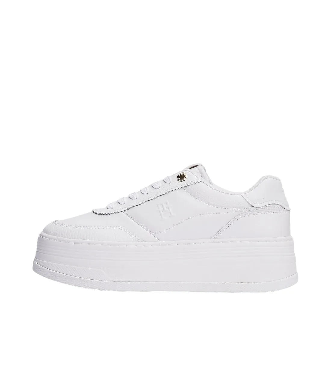 Tommy Hilfiger Wit Platform Sneakers Van Leer