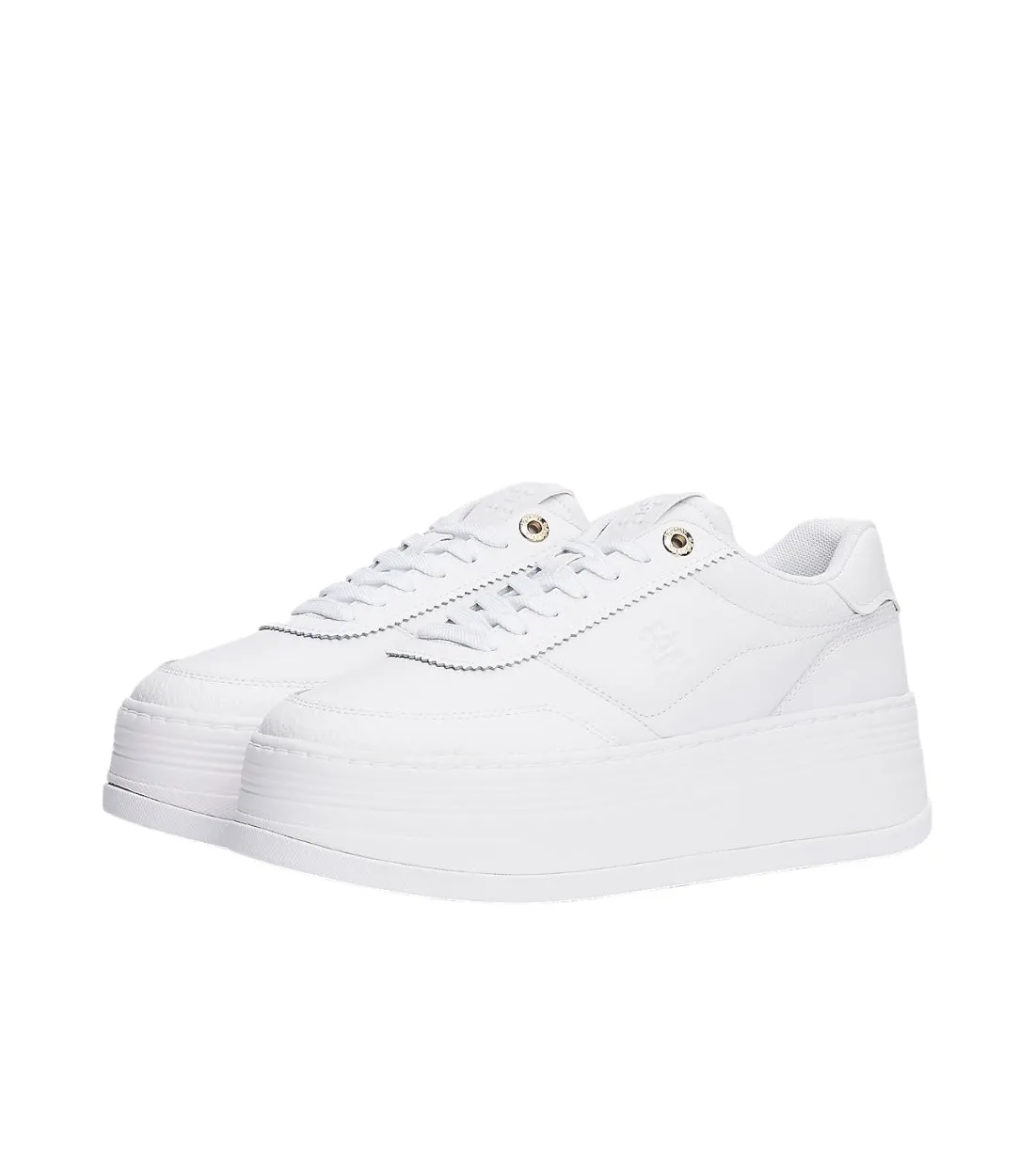 Tommy Hilfiger Wit Platform Sneakers Van Leer