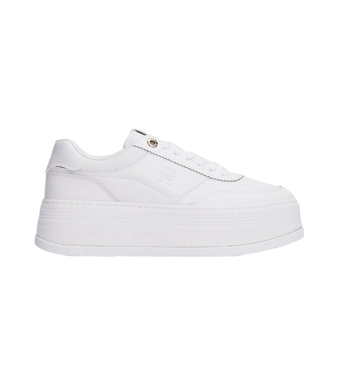 Tommy Hilfiger Wit Platform Sneakers Van Leer