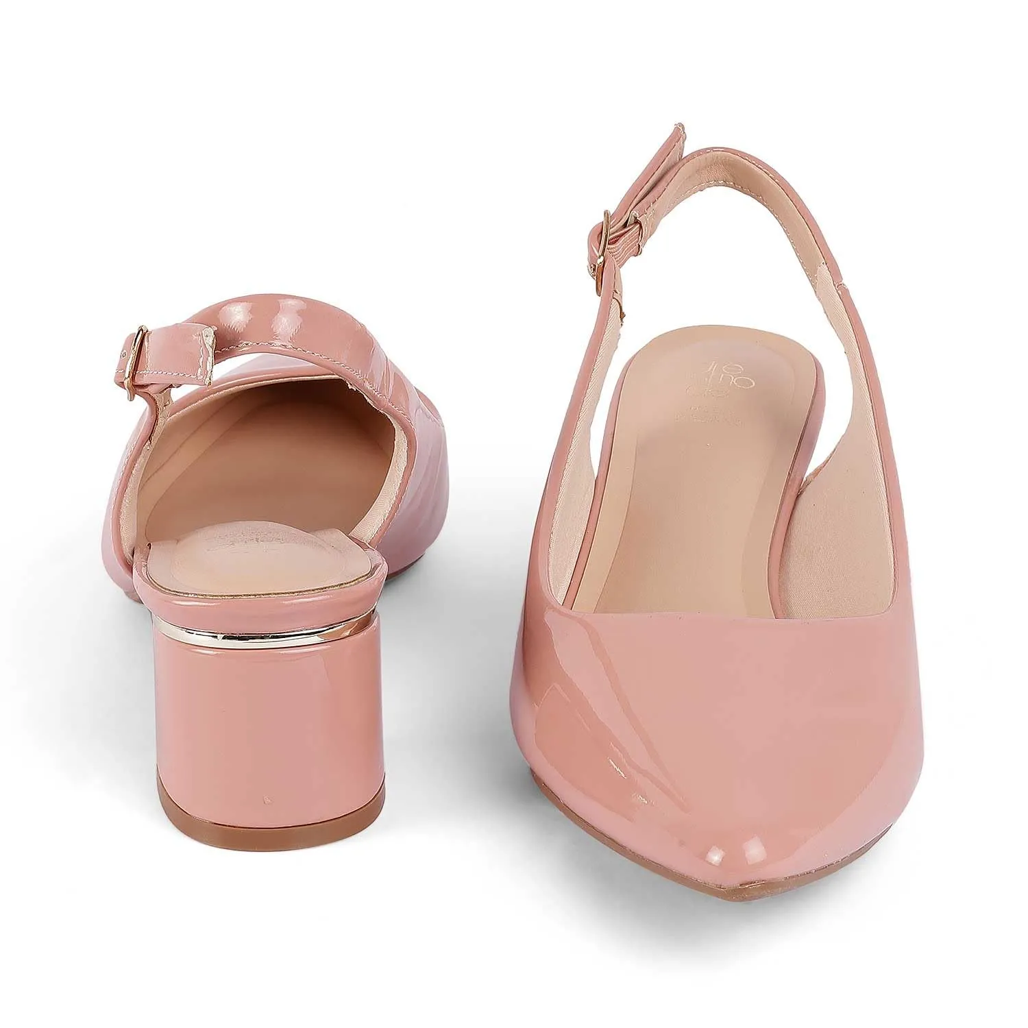tresmode JANE Women's Block Heels Pumps Leather Pink, 6 UK / 39 EU - Pointed Toe Ladies Footwear Soft Comfortable Sandals
