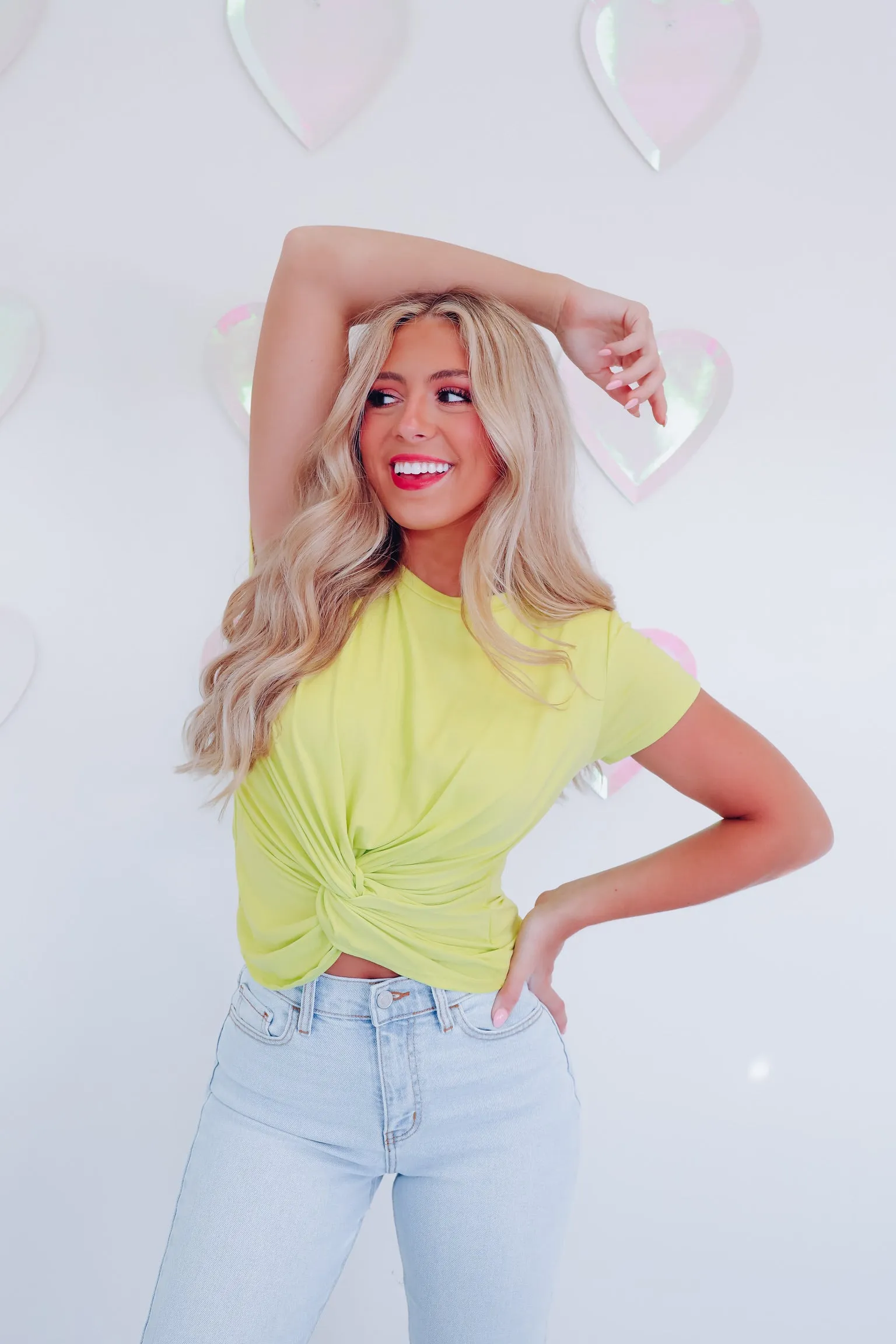 Twisted Knot Crop Top - Lime