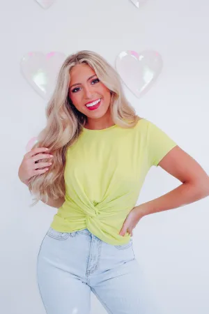 Twisted Knot Crop Top - Lime