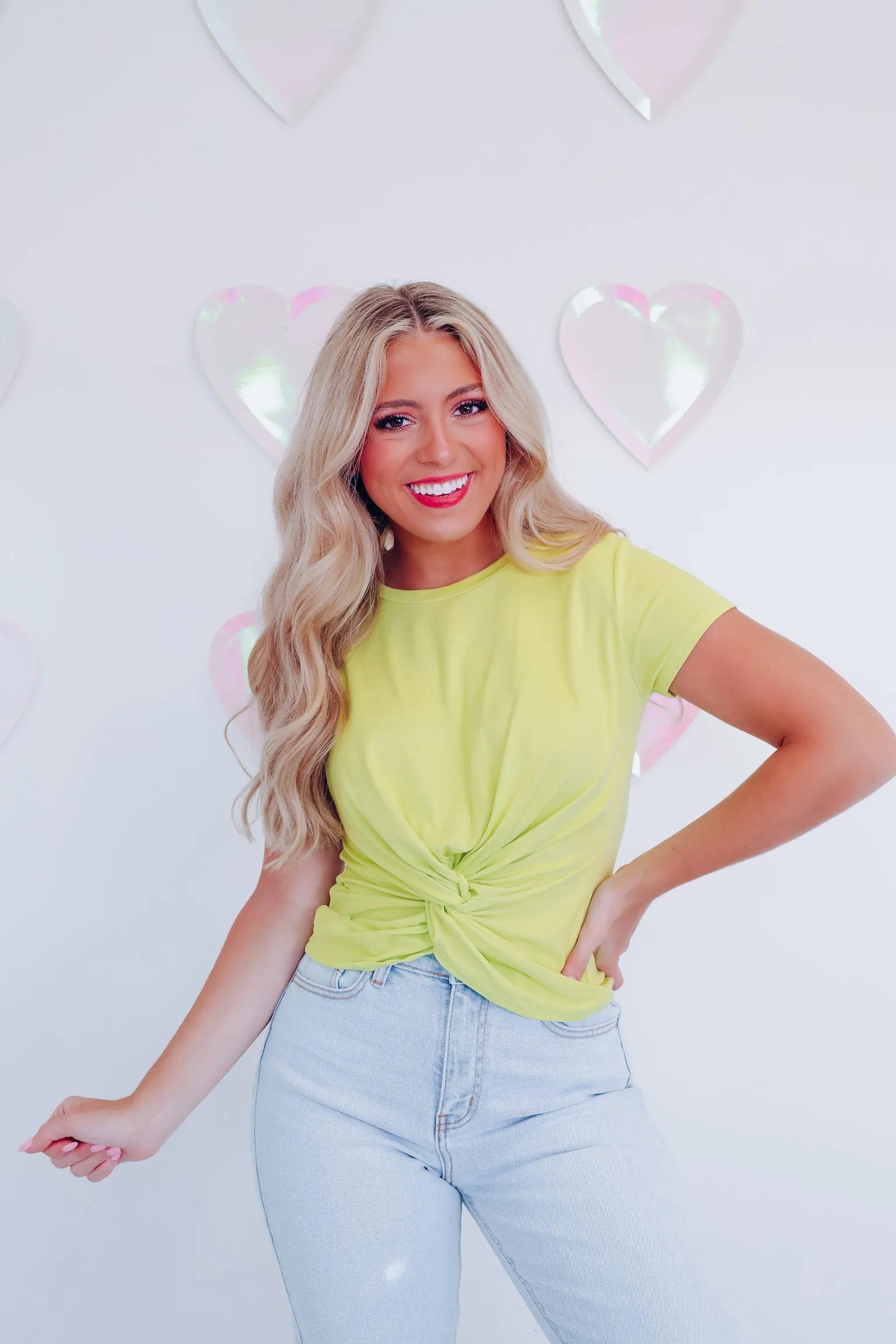 Twisted Knot Crop Top - Lime