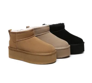 UGG Ultra Platform Mini Boots Sheepskin Wool Ankle Boots Saylor