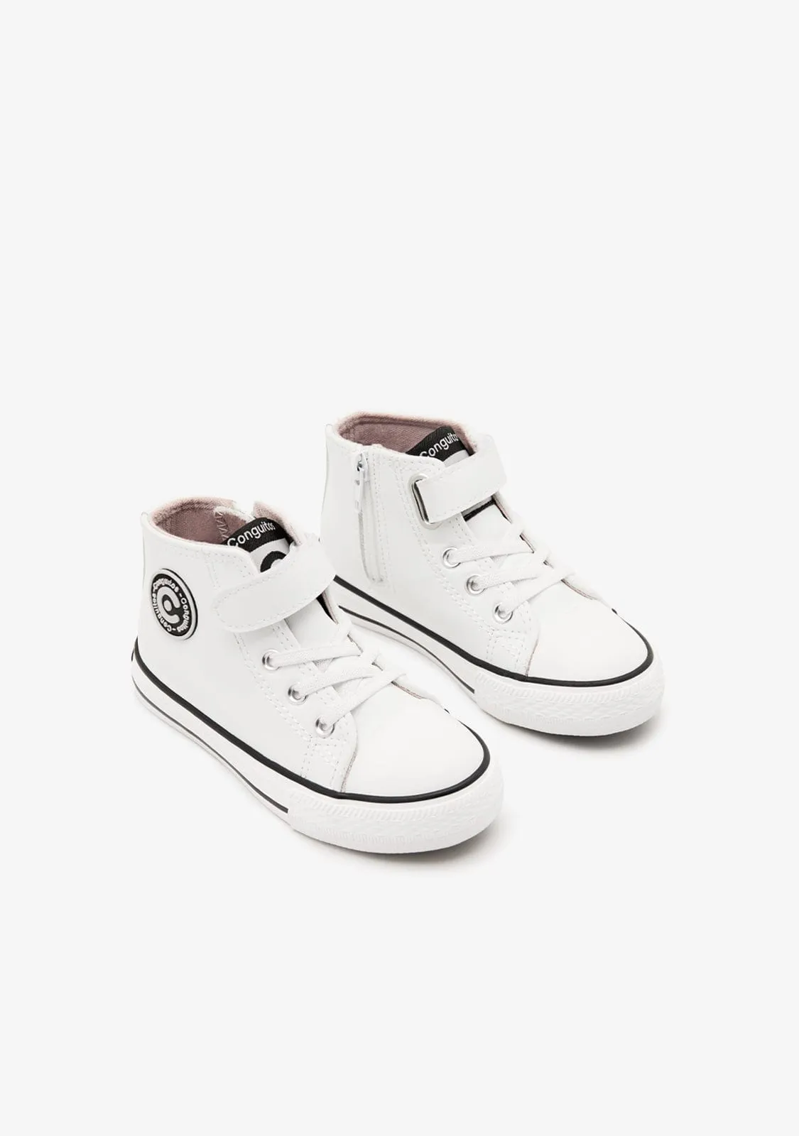 Unisex White Adherent Strip Hi-Top Sneakers Napa