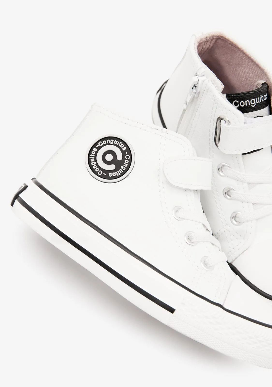 Unisex White Adherent Strip Hi-Top Sneakers Napa