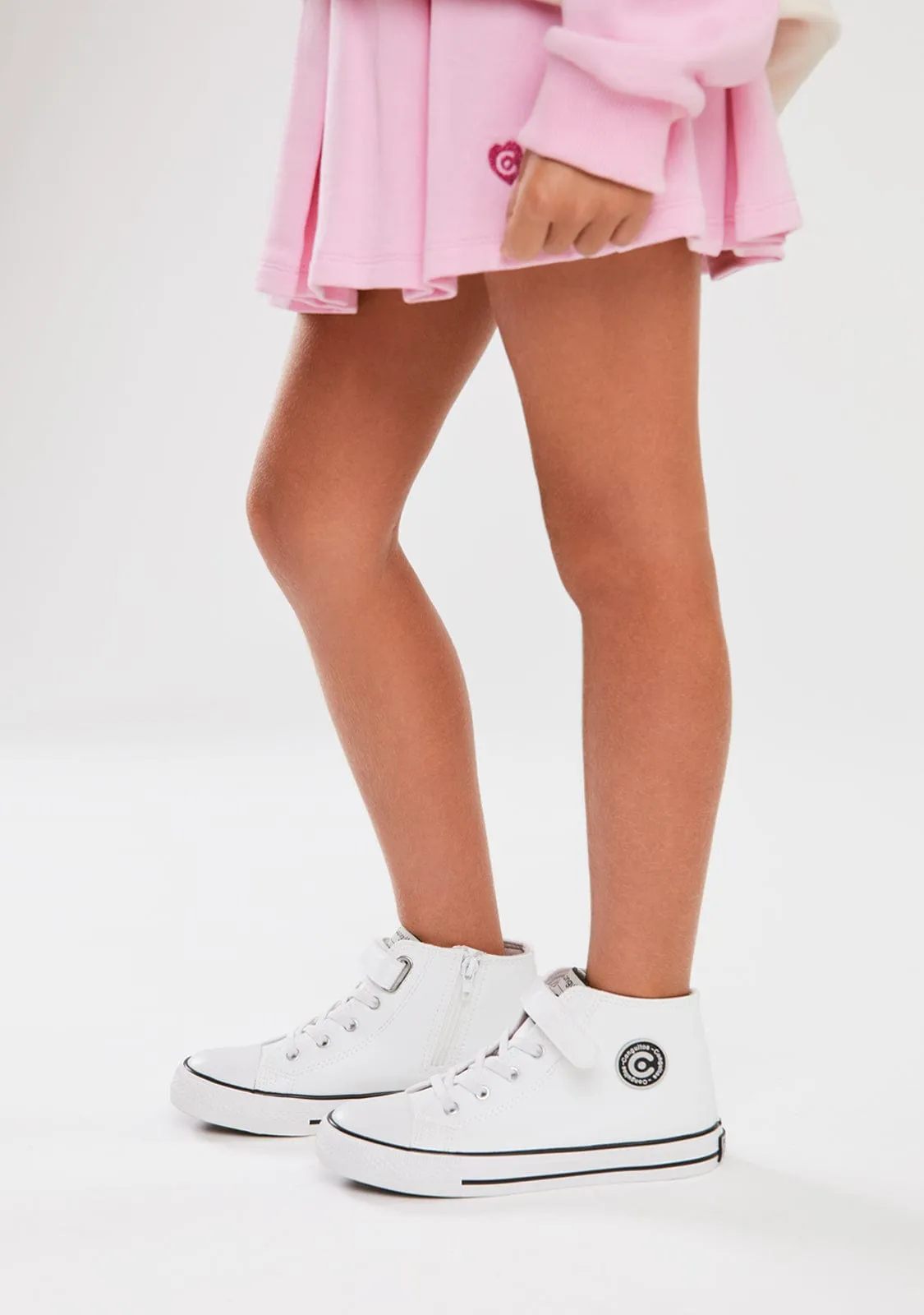 Unisex White Adherent Strip Hi-Top Sneakers Napa
