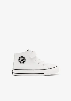 Unisex White Adherent Strip Hi-Top Sneakers Napa