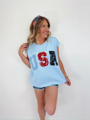USA Lace Patch Oversized T-Shirt