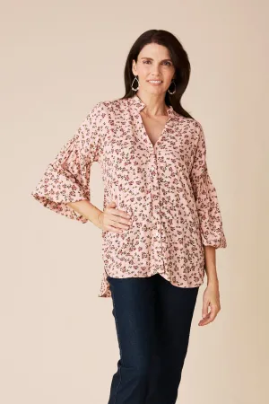 Valletta Floral Long Sleeve Top Blush