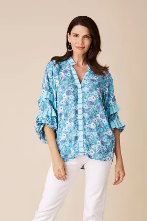 Valletta Long Sleeve Top Dana Print Blue