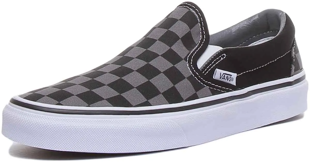 Vans Classic Slipon Chkbrd In Black Pewter For Women