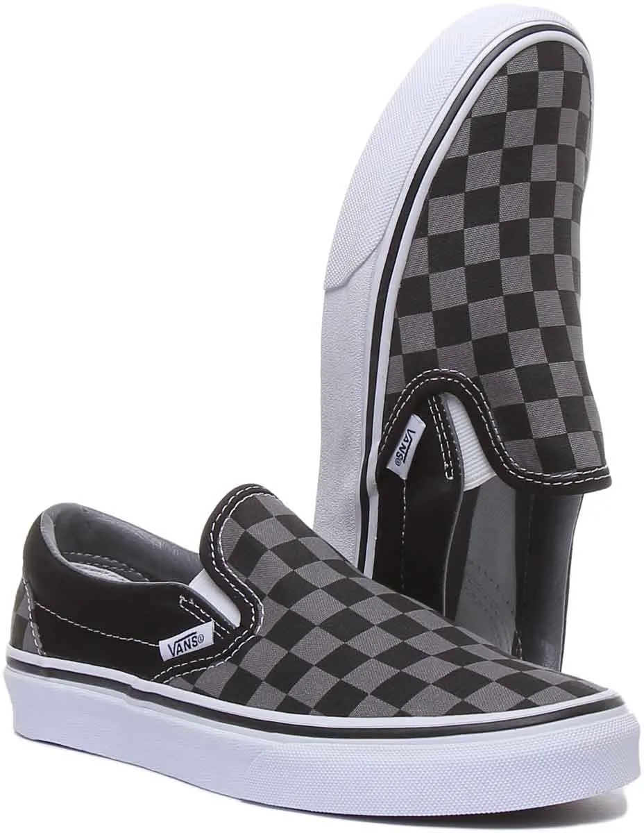 Vans Classic Slipon Chkbrd In Black Pewter For Women