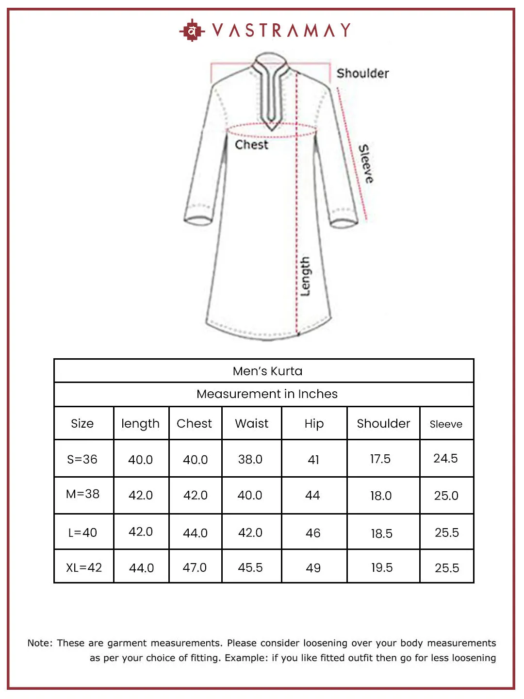 VASTRAMAY Men's Cream Georgette Kurta