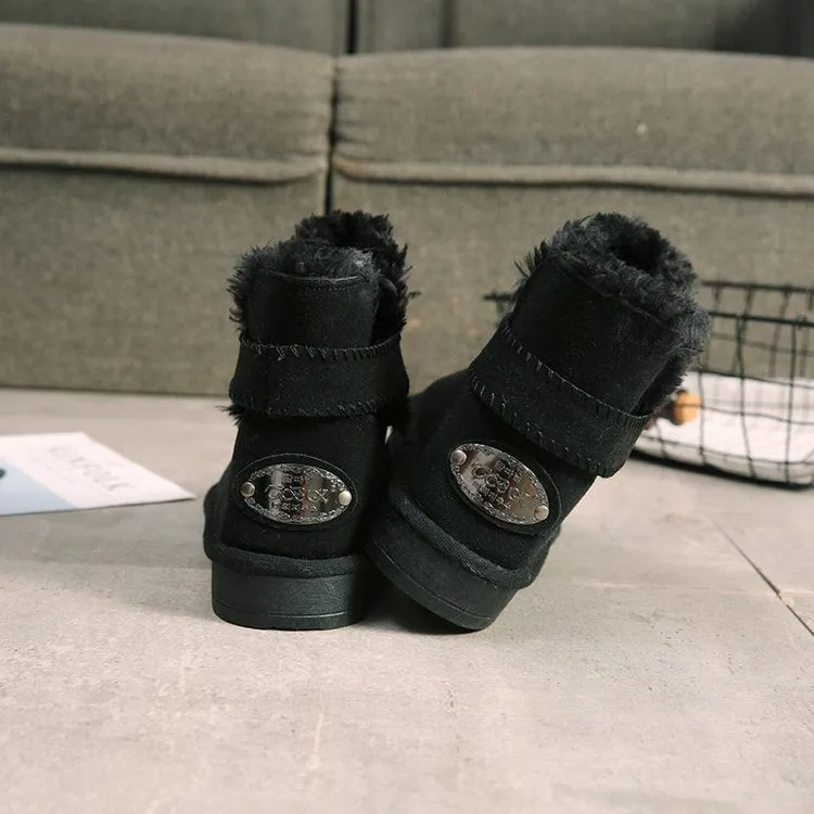 Velvet Warm Round Toe Flat Short Irregular Cut Winter Snow Boots